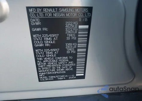 2016 Nissan Rogue S z USA, uszkodzony, nr VIN KNMAT2MV2GP625336